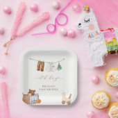 Minimal Boho Boy Clothes Kinderdusche Pappteller (Party)