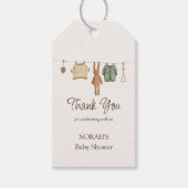 Minimal Boho Boy Kleidung Danke Baby Dusche Geschenkanhänger (Vorderseite)