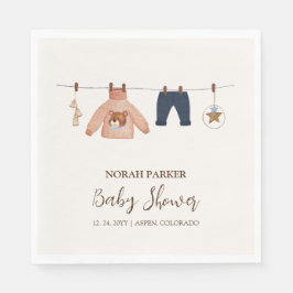 Minimal Boho Boy Winter Clothesline Babydusche Serviette
