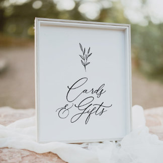 Minimal Boho Brautparty Karten und Geschenke Zeich Poster