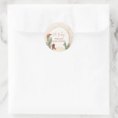 Minimal Boho Cactus Arch Desert Cowboy Babydusche Runder Aufkleber (Tasche)