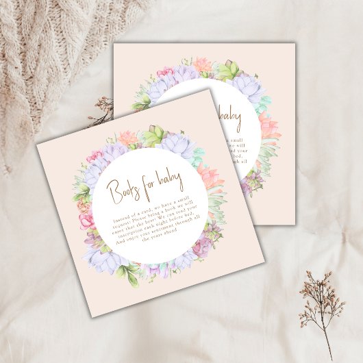 Minimal Boho Cactus Desert Books für Babydusche Begleitkarte