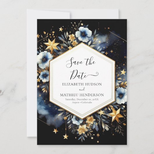 Minimal Boho Celestial Wedding Save The Date (Vorderseite)
