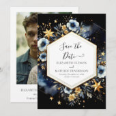 Minimal Boho Celestial Wedding Save The Date (Vorne/Hinten)