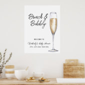 Minimal Boho Champagne Brunch Babydusche Willkomme Poster (Küche)