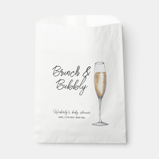 Minimal Boho Champagne Brunch Bubbly Baby Dusche Geschenktütchen (Vorderseite)