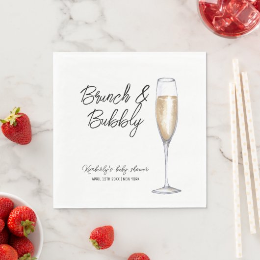 Minimal Boho Champagne Brunch Bubbly Baby Dusche Serviette (Beispiel)
