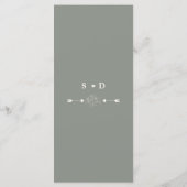 Minimal Boho Elegant Sage Green Simple Wedding Menükarte (Rückseite)