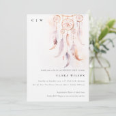 Minimal Boho Feather Dreamcatcher Geburtstag Einladung (Stehend Vorderseite)