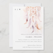 Minimal Boho Feather Dreamcatcher Paare Dusche Einladung (Vorderseite)