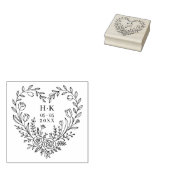 Minimal Boho Floral Heart-Shape Wedding Bouquet Gummistempel (Stempel)