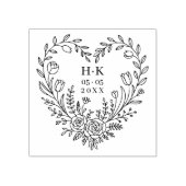 Minimal Boho Floral Heart-Shape Wedding Bouquet Gummistempel (Prägung)