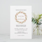Minimal Boho Floral Wedding Einladung (Stehend Vorderseite)