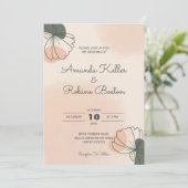 Minimal Boho Floral Wedding Einladung (Stehend Vorderseite)