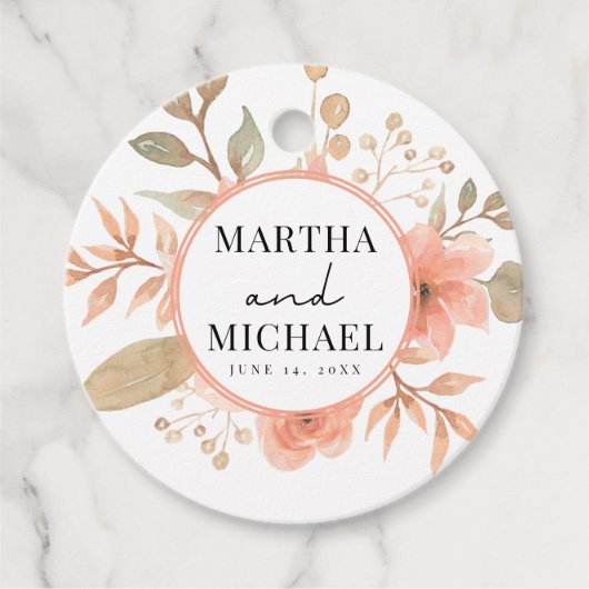 Minimal Boho Floral Wedding Geschenkanhänger (Vorderseite)