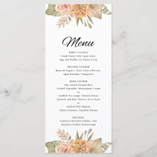 Minimal Boho Floral Wedding Menü Card Menükarte