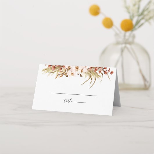 Minimal Boho Floral Wedding Platzkarte (Vorderseite)