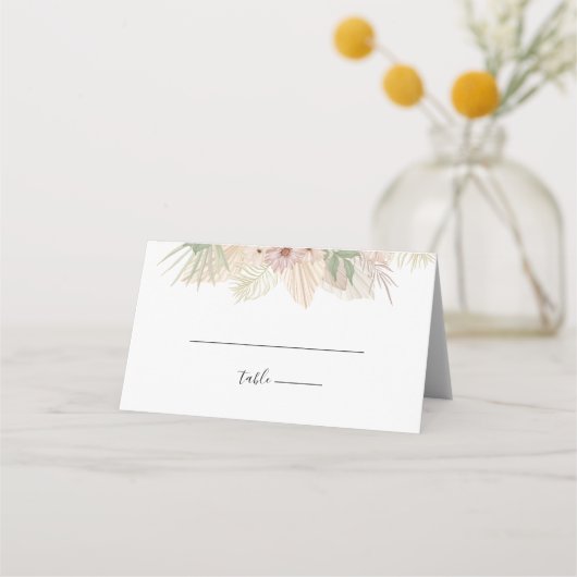 Minimal Boho Floral Wedding Platzkarte (Vorderseite)
