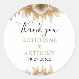 Minimal Boho Floral Wedding Runder Aufkleber