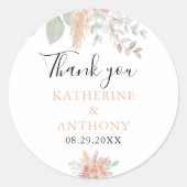 Minimal Boho Floral Wedding Runder Aufkleber (Vorderseite)