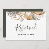 Minimal Boho Floral Wedding vorbehaltenes Zeichen Einladung (Vorne/Hinten)