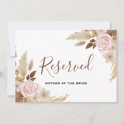 Minimal Boho Floral Wedding vorbehaltenes Zeichen Einladung (Vorderseite)