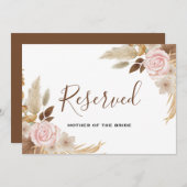 Minimal Boho Floral Wedding vorbehaltenes Zeichen Einladung (Vorne/Hinten)