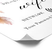 Minimal Boho Floral Wedding Wifi Poster (Ecke)