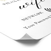 Minimal Boho Floral Wedding Wifi Poster (Ecke)