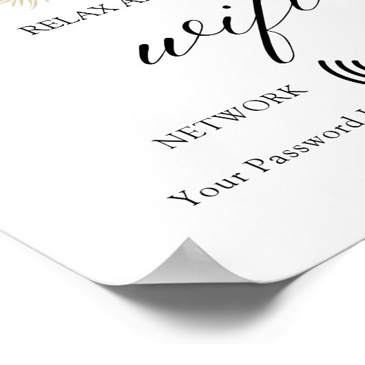 Minimal Boho Floral Wedding Wifi Poster (Ecke)