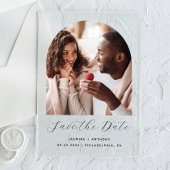 Minimal Boho Foto Arch Black Script Save the Date Acryleinladungen
