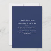 Minimal Boho Foto Arch Navy Blue Script Save The Date (Rückseite)