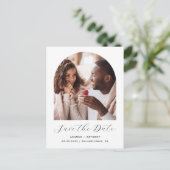 Minimal Boho Foto Arch Save the Date Schwarz-weiß Postkarte (Stehend Vorderseite)