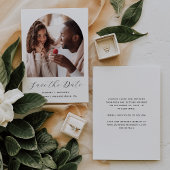 Minimal Boho Foto Arch Script Schwarz und Weiß Save The Date