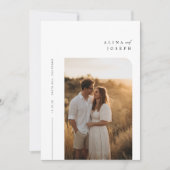 Minimal Boho Foto Wedding Einladung (Vorderseite)