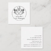 Minimal Boho Hand & Blätter Botanist Logo Square B Quadratische Visitenkarte (Vorne/Hinten)