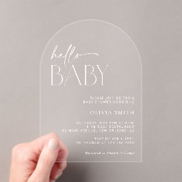 Minimal Boho, Hello Baby, Moderne Babydusche Acryleinladungen