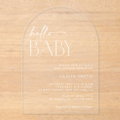 Minimal Boho, Hello Baby, Moderne Babydusche Acryleinladungen (Vorderseite)