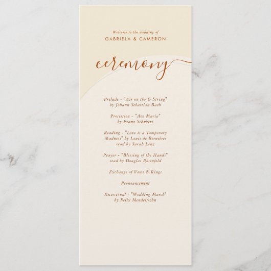 Minimal Boho Herbsttone Hochzeit Programm (Vorderseite)