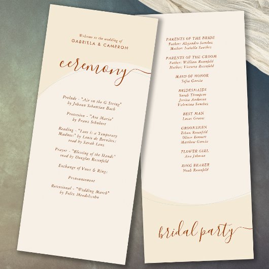 Minimal Boho Herbsttone Hochzeit Programm