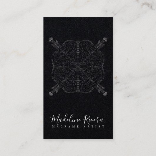 Minimal Boho Mandala Yoga Macrame Business Card Visitenkarte (Vorderseite)