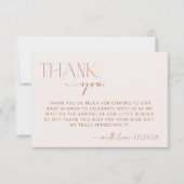 Minimal Boho, modern, Terracotta, Babydusche Dankeskarte (Vorderseite)