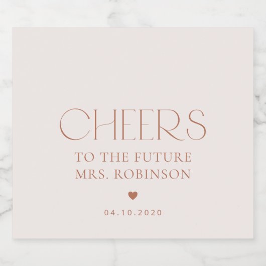 Minimal Boho, modern, Terracotta, Brautparty Schaumweinetikett (Einzelnes Label)