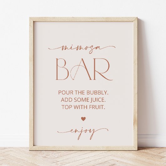 Minimal Boho, modern, Terracotta, Mimosa Bar Poster
