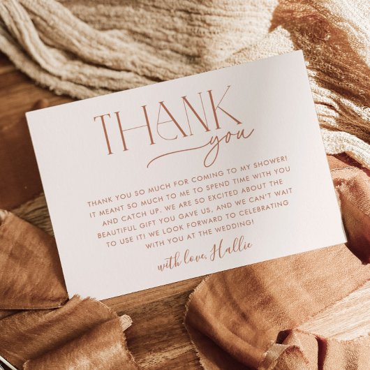 Minimal Boho Neutral Brautparty Danke Karte