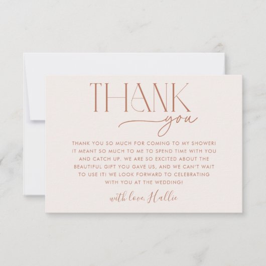 Minimal Boho Neutral Brautparty Danke Karte (Vorderseite)