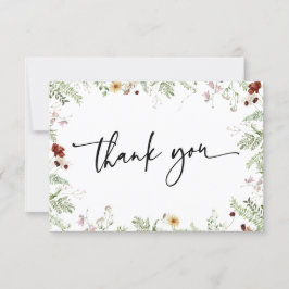 Minimal Boho Niedliche Wildblumen Danke-Card Dankeskarte