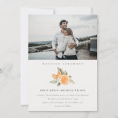 Minimal Boho Orange Foliage Foto Hochzeit Einladun Dankeskarte (Vorderseite)