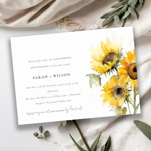 Minimal Boho Rustic Sonnenblume Hochzeit Jahrestag Einladung