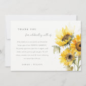 Minimal Boho Rustic Sonnenblume Wasserfarbenprägun Dankeskarte (Vorderseite)